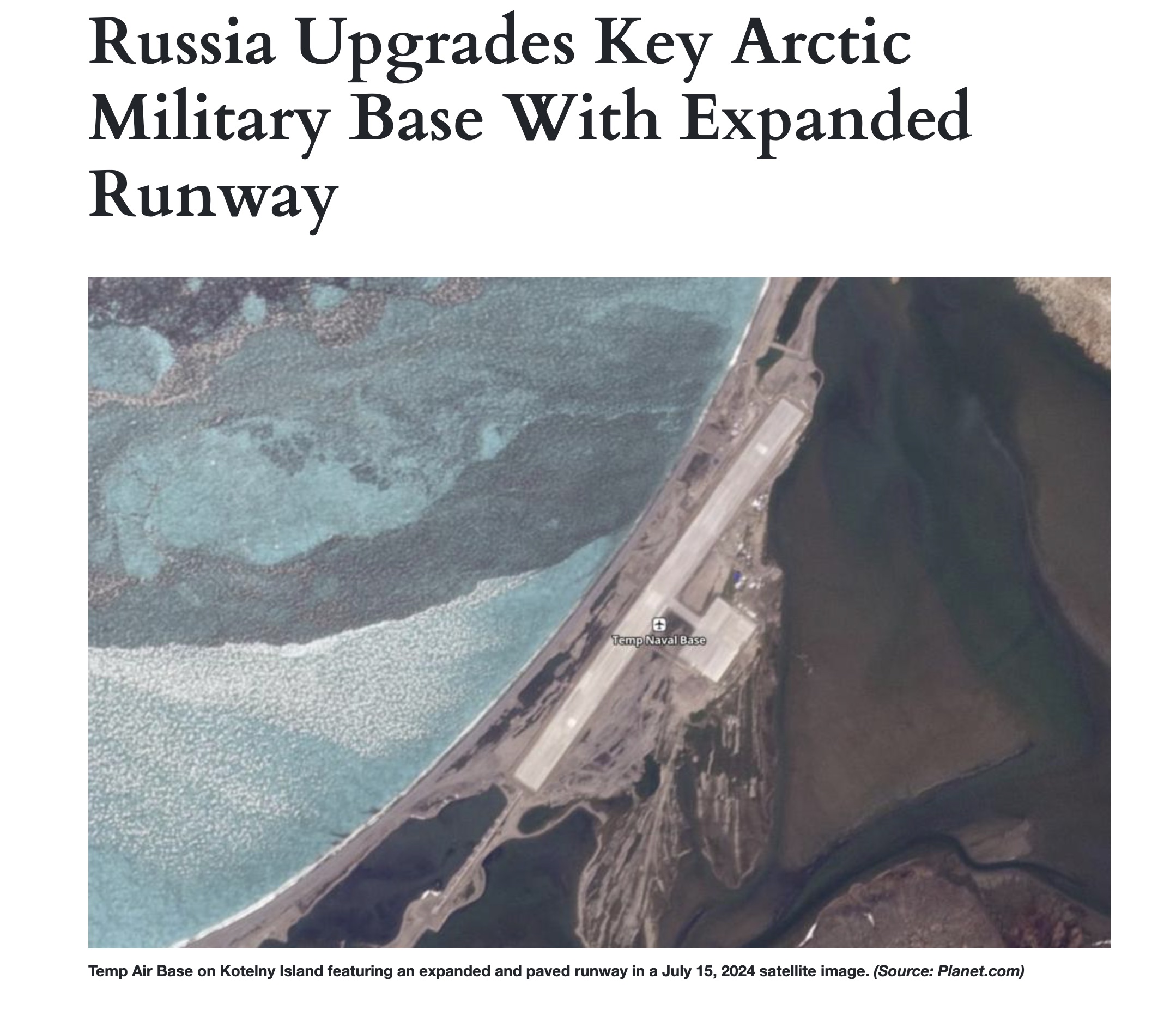 Russia Upgrades Key Arctic Military Base With Expanded Runway